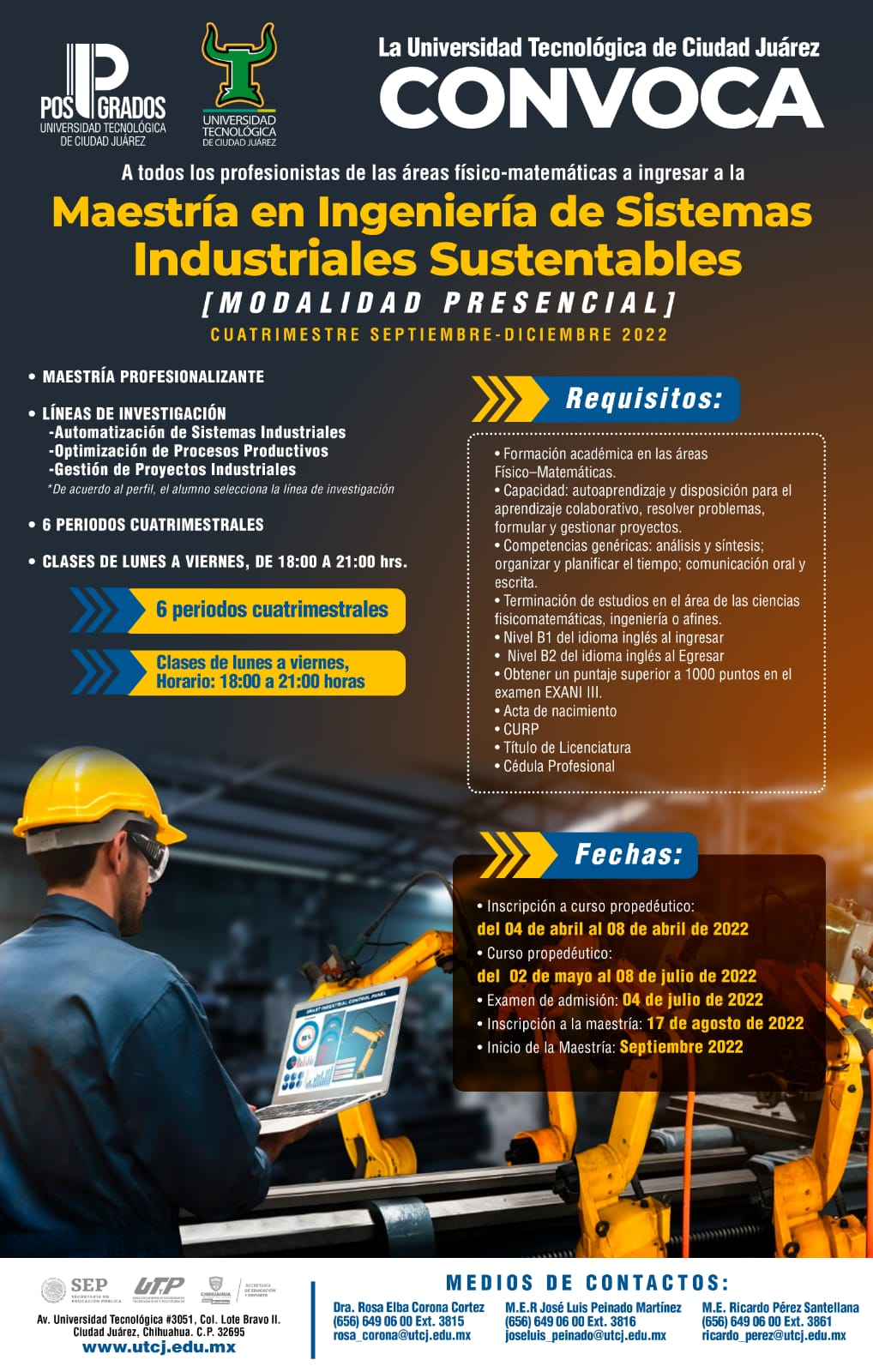 UTCJ ABRE CONVOCATORIA PARA LA MAESTRÍA EN INGENIERÍA DE SISTEMAS